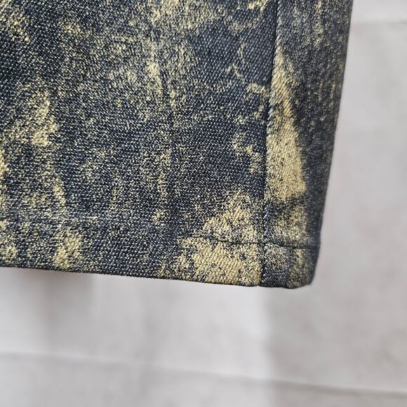 Karen Kane Dark Denim Gold Metallic Painted High Rise Jeans Art to Wear Size 10 - Picture 6 of 12